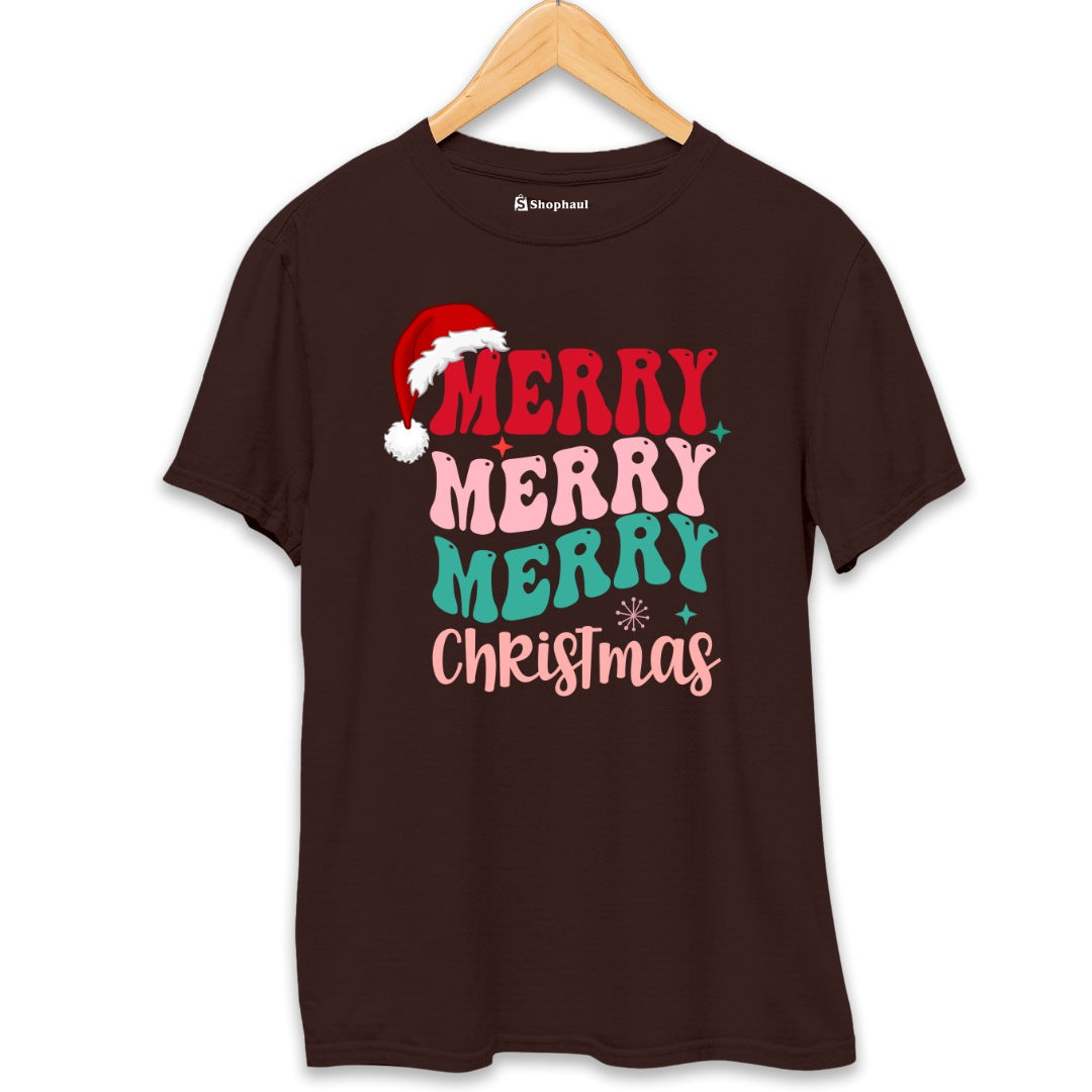 Merry Christmas T-Shirt  Coffee-Brown-XXL