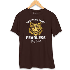 No Guts No Glory Fearless Tiger T-Shirt  Coffee-Brown-XXL