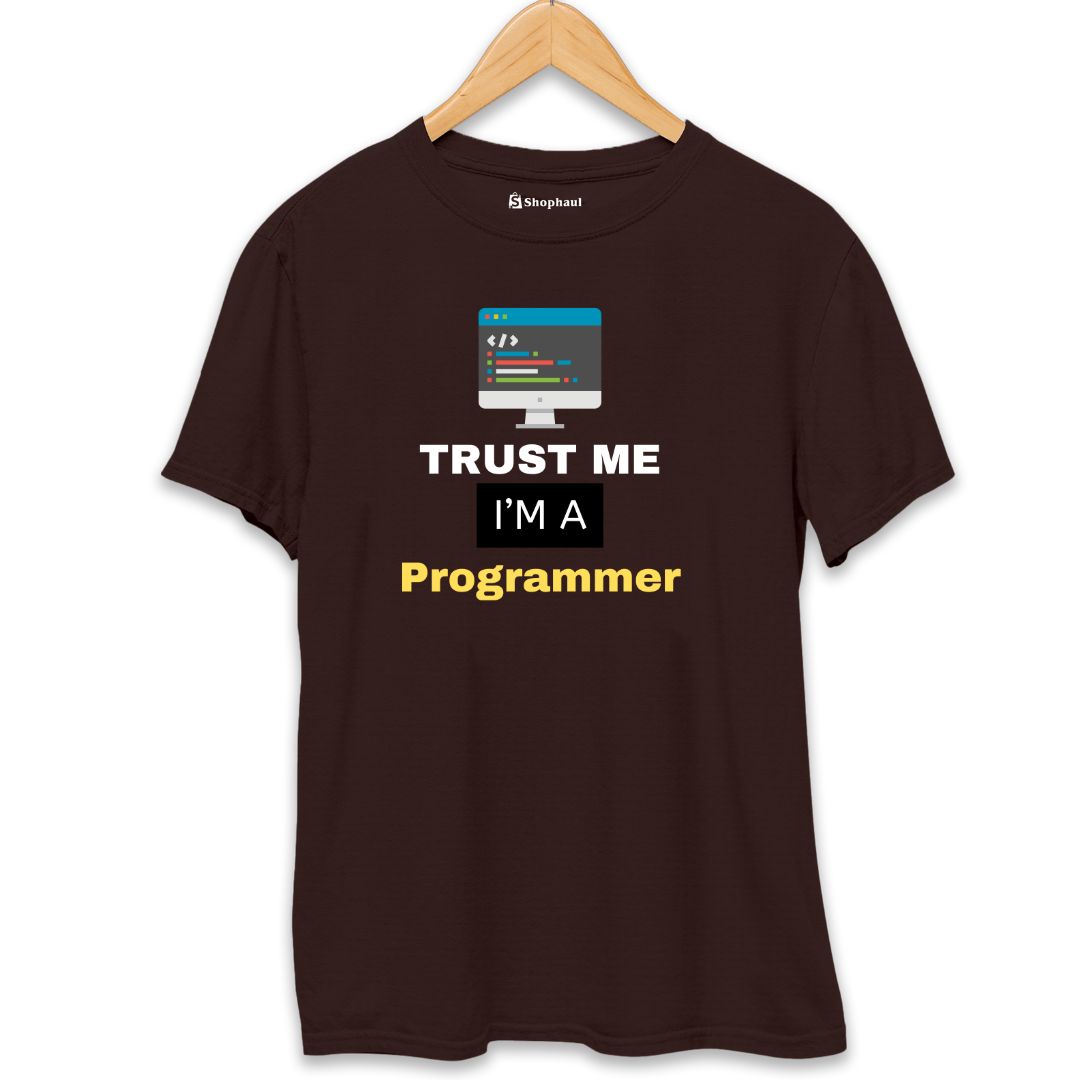 Trust Me I am Developer Coding T-Shirt  Coffee-Brown-XXL