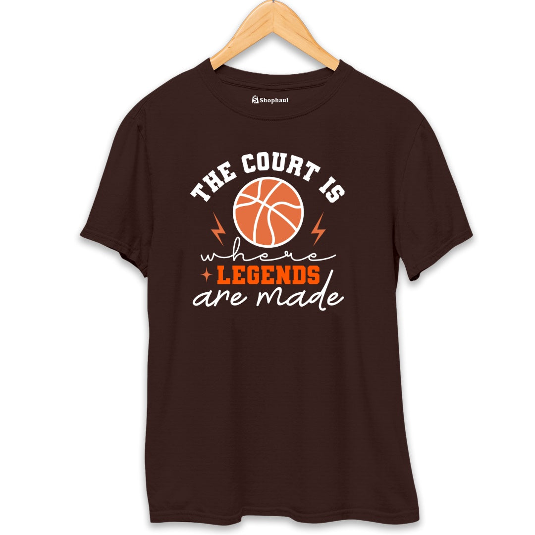 The Court is Where Legends are Made Basketball T-Shirt  Coffee-Brown-XXL