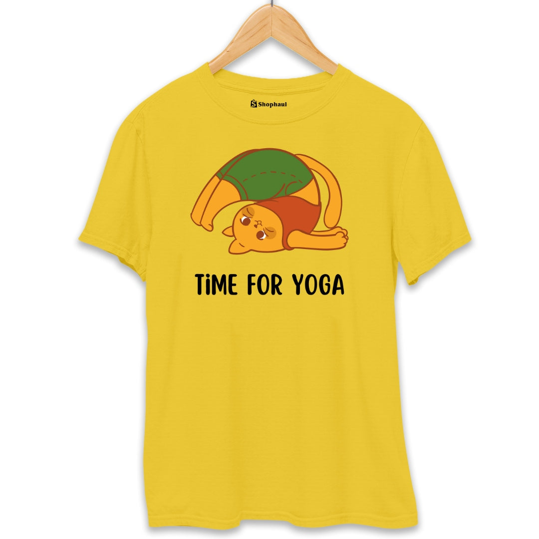 Time for Yoga Panda T-Shirt  Golden-Yellow-XXL