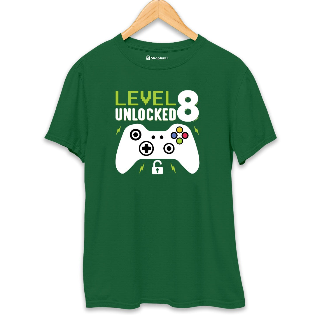 Level Unlocked Gaming T-Shirt  Bottle-Green-XXL