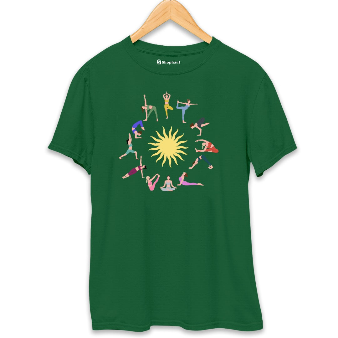 Surya Namskar Yoga T-Shirt  Bottle-Green-XXL