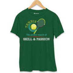 Tennis is perfect Match of Skill Passion T-Shirt  Bottle-Green-XXL