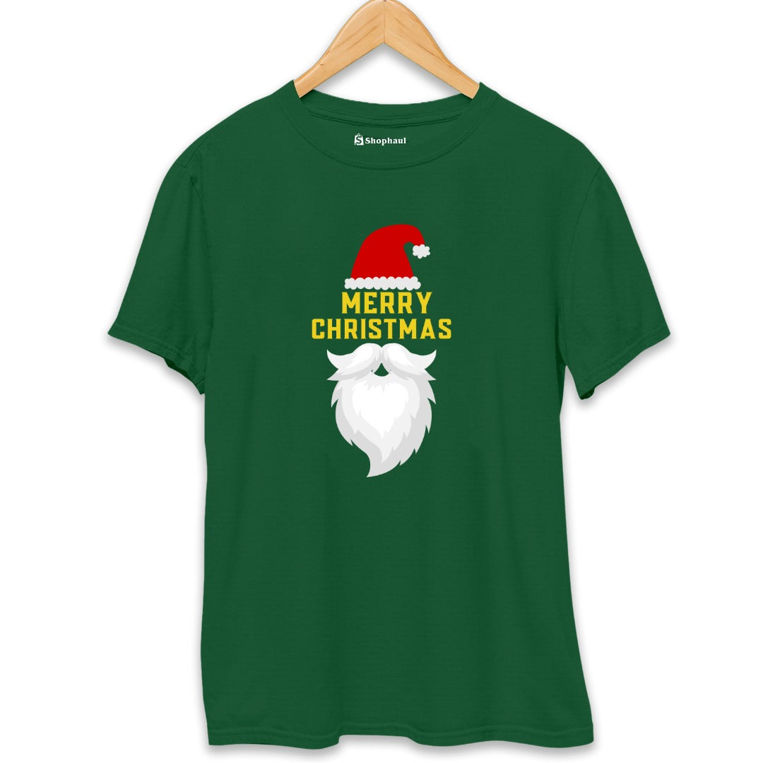 Merry Christmas Santa T-Shirt  Bottle-Green-XXL