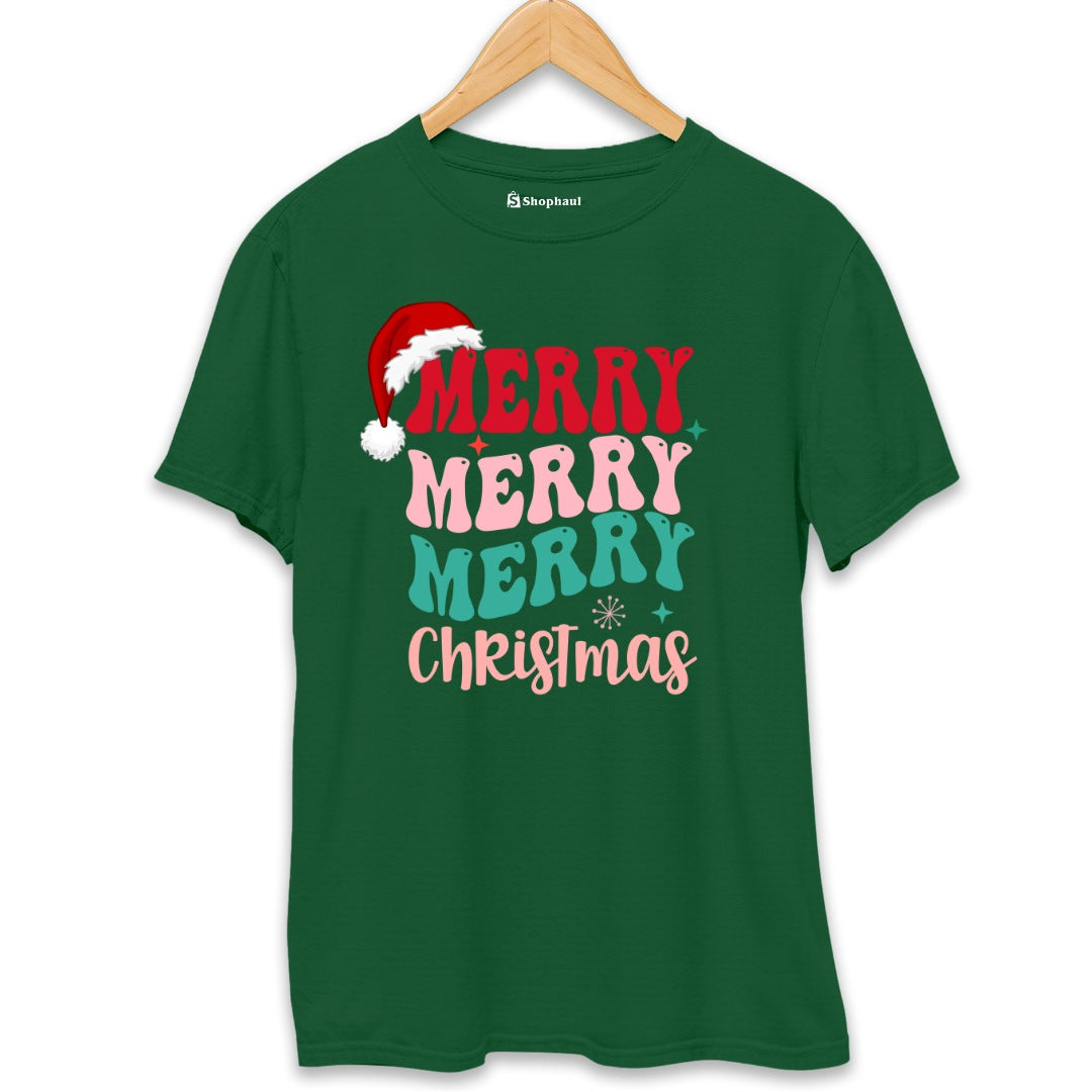 Merry Christmas T-Shirt  Bottle-Green-XXL