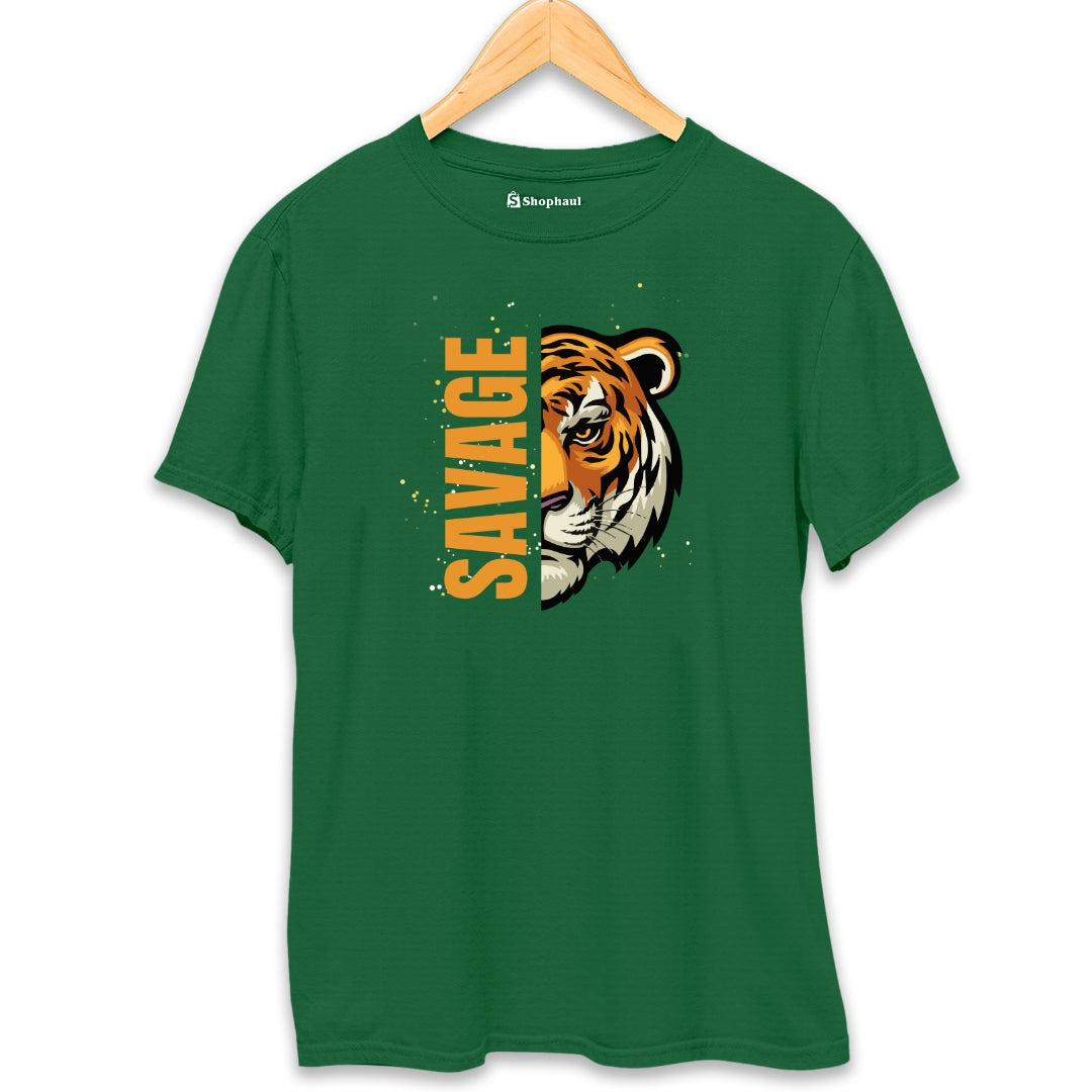 Savage Tiger T-Shirt  Bottle-Green-XXL