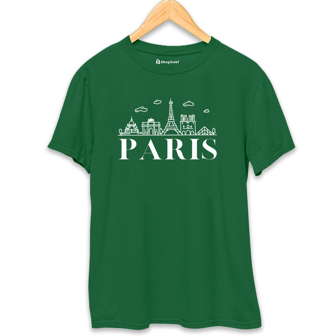 Paris Travel T-Shirt  Bottle-Green-XXL