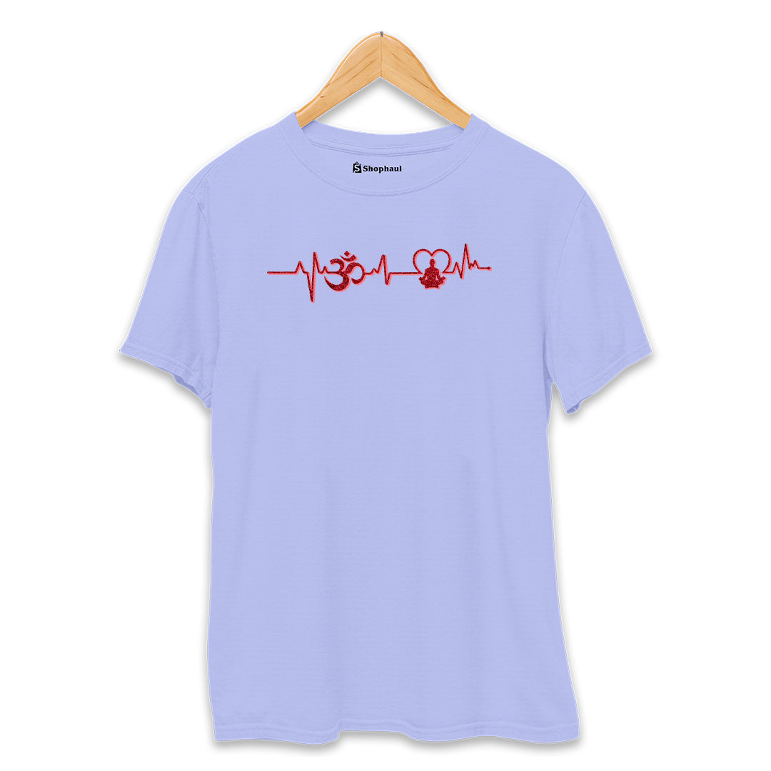 OM Heartbeat Yoga T-Shirt  Lavender-XXL