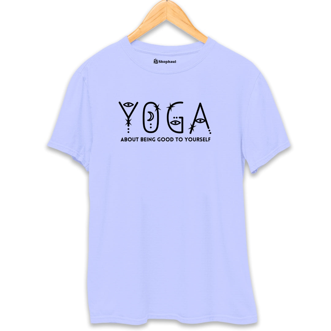 Yoga is About being Good T-Shirt  Lavender-XXL