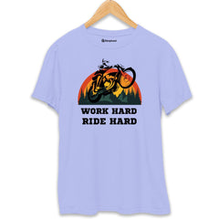 Work Hard Ride Hard Biker T-Shirt  Lavender-XXL