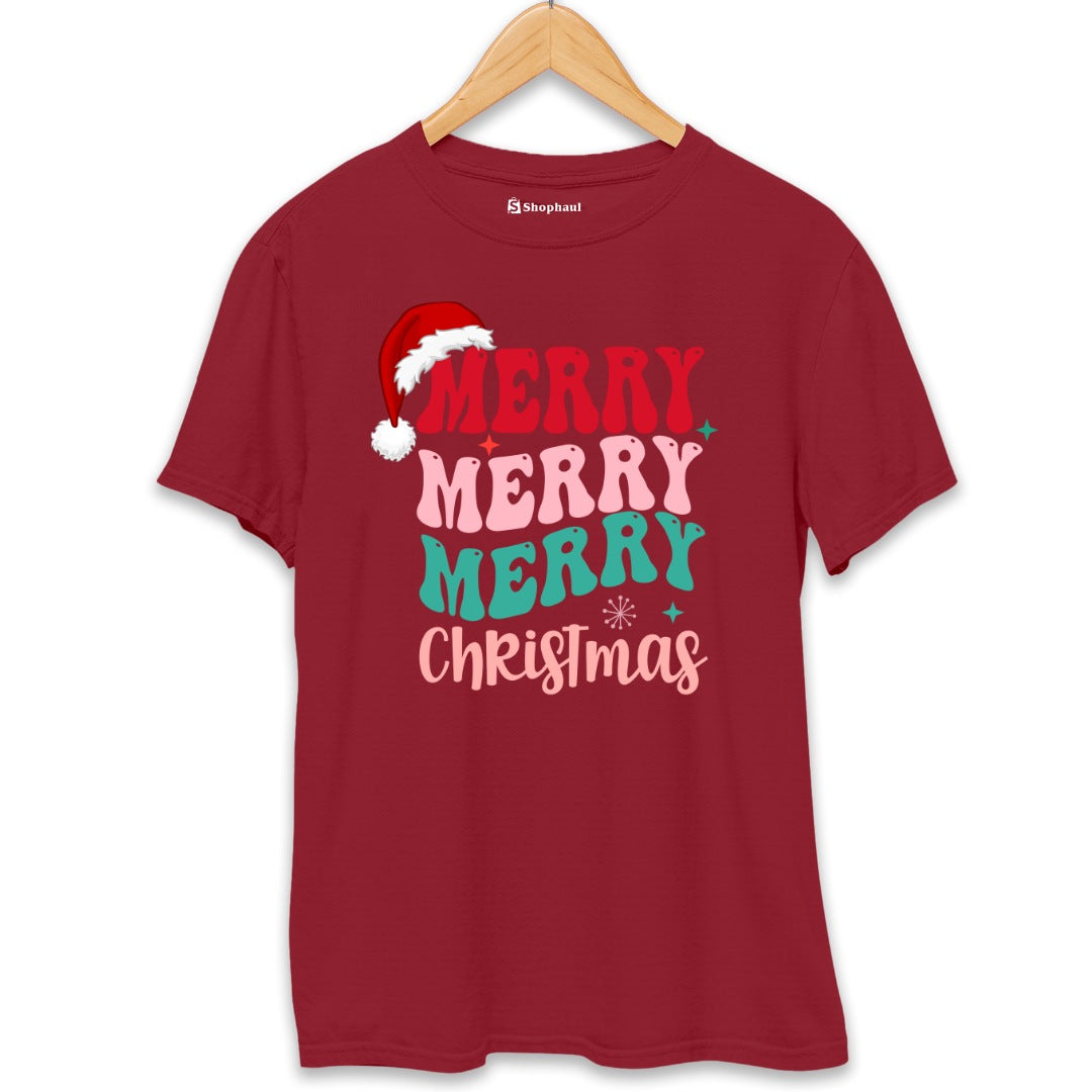 Merry Christmas T-Shirt  Maroon-XXL