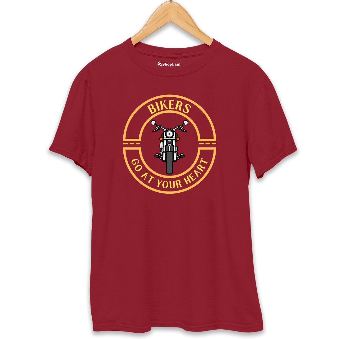 Go at your Heart Biker T-Shirt  Maroon-XXL