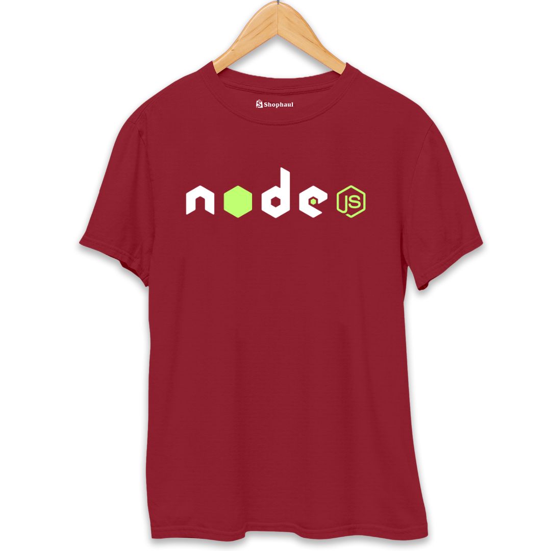 Node JS Coding T-Shirt  Maroon-XXL