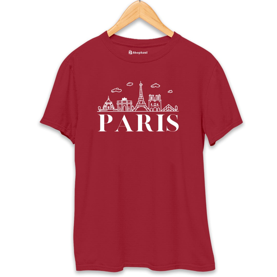 Paris Travel T-Shirt  Maroon-XXL