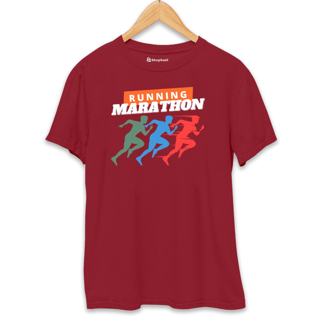 Running Marathon T-Shirt  Maroon-XXL