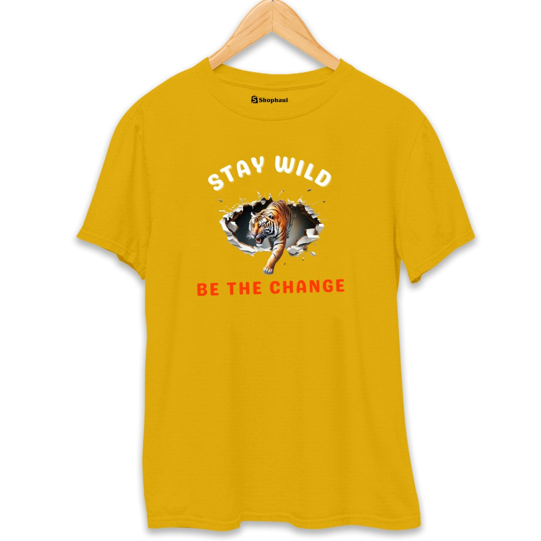 Stay Wild Tiger T-Shirt  Mustard-Yellow-XXL