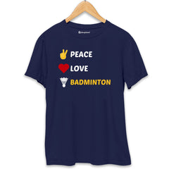 Peace Love Badminton T-Shirt  Navy-Blue-XXL