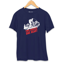 Two Wheels One Heart T-Shirt  Navy-Blue-XXL