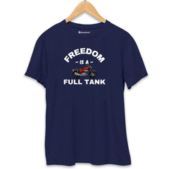 Freedom is a Full Tank Biker T-Shirt  Navy-Blue-XXL