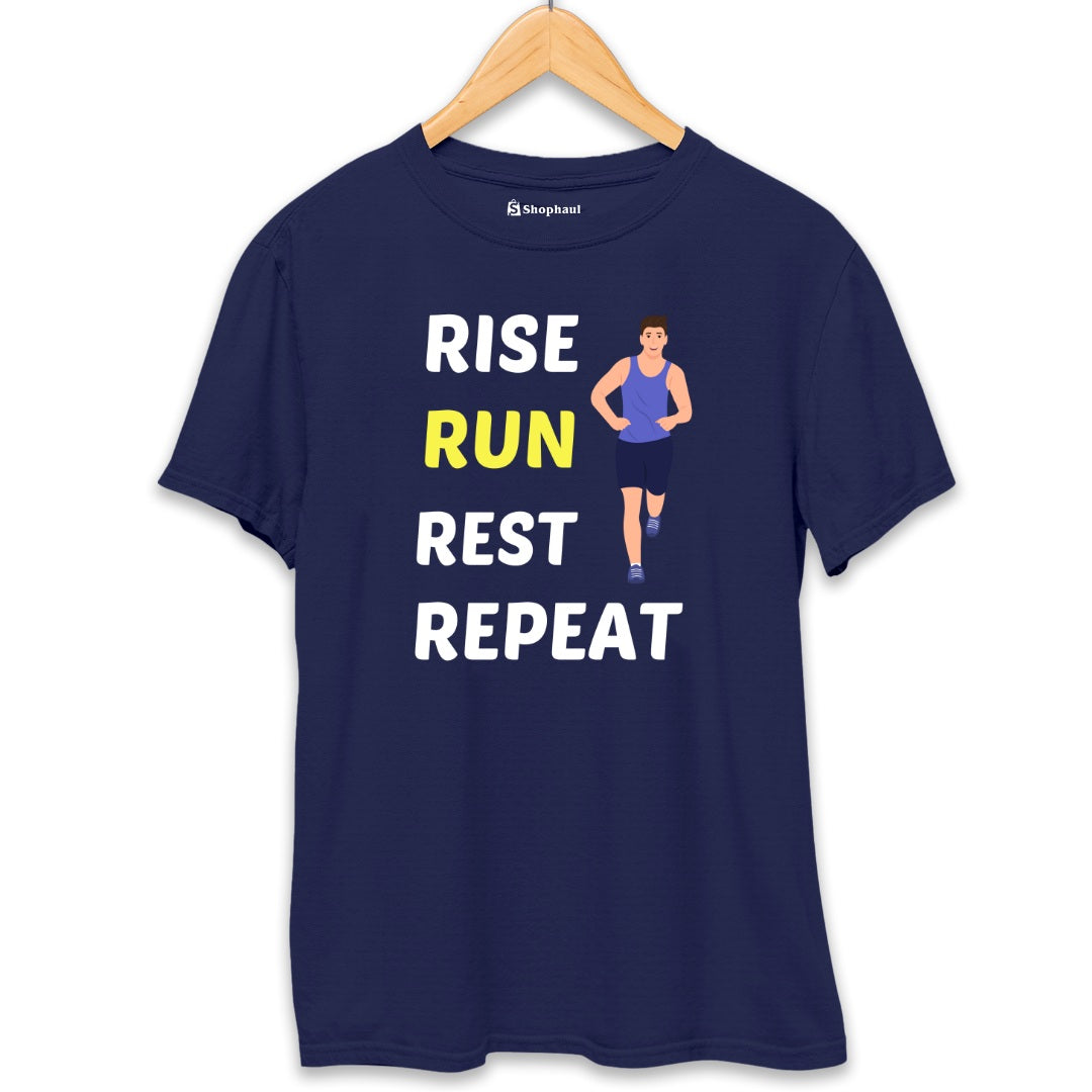 Rise Run Rest Running T-Shirt  Navy-Blue-XXL