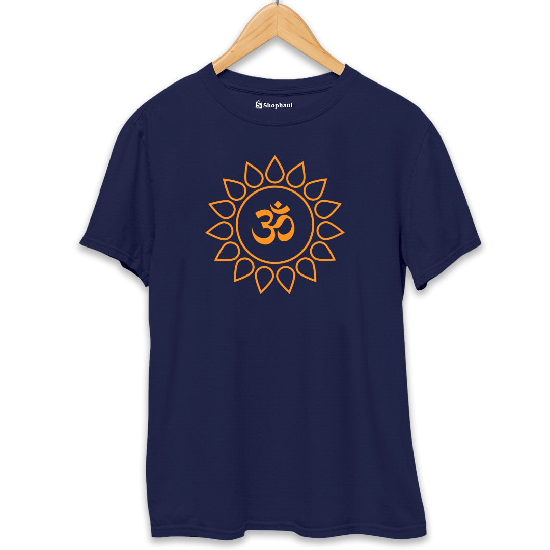 Om Rangoli Yoga T-Shirt  Navy-Blue-XXL