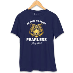 No Guts No Glory Fearless Tiger T-Shirt  Navy-Blue-XXL