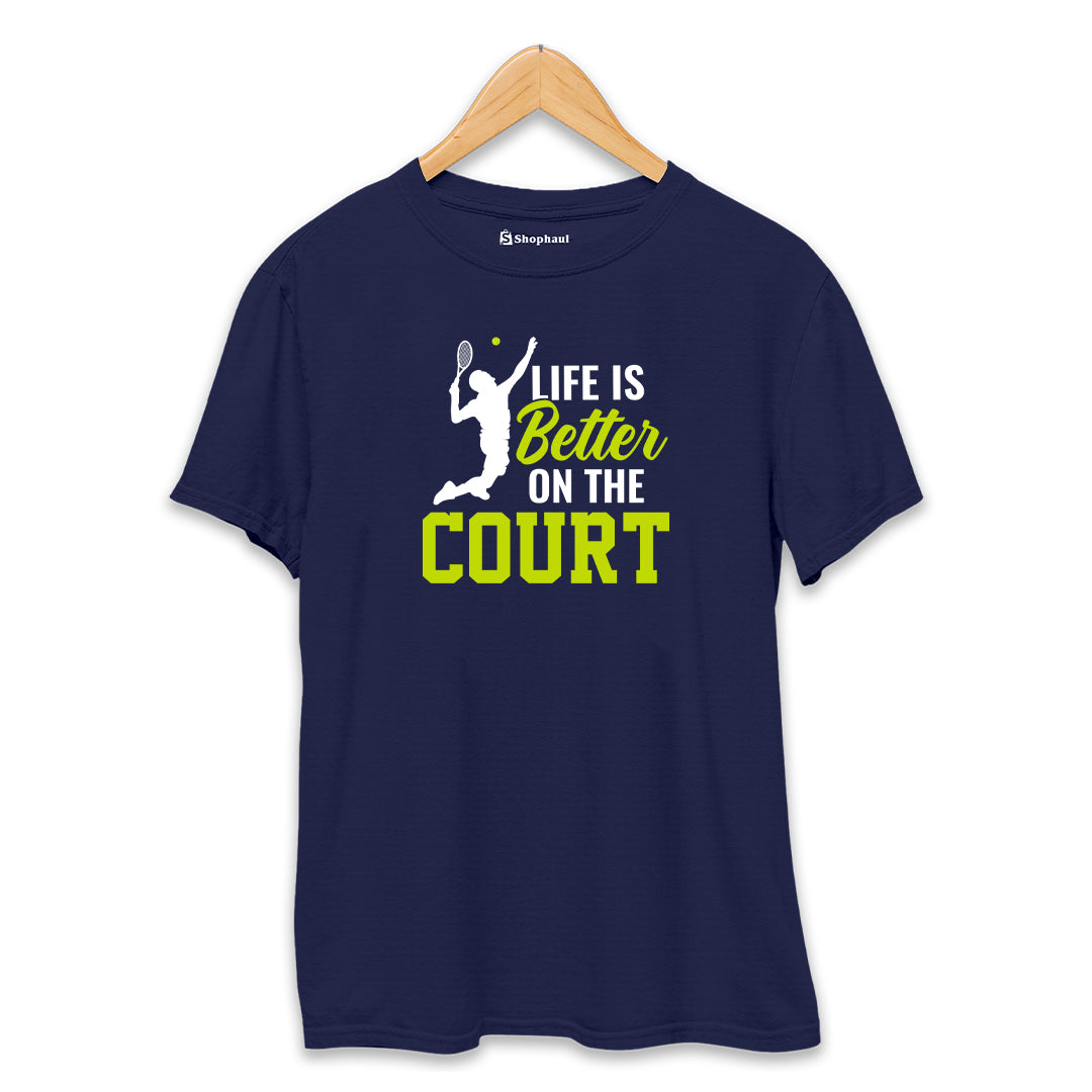 Life is Better on Court Tennis T-Shirt  Navy-Blue-XXL