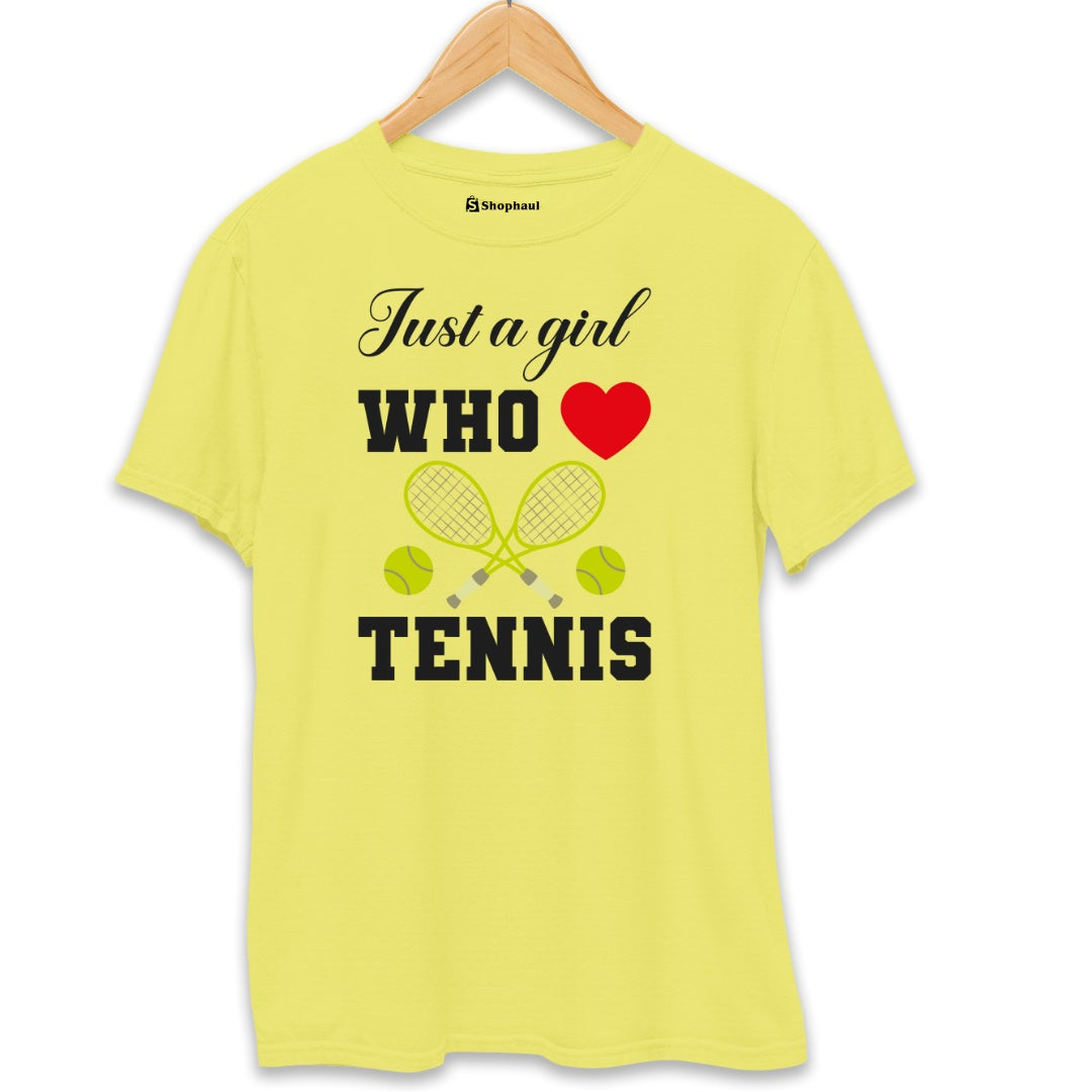 Just a Girl Who loves Tennis T-Shirt  New-Yellow-XXL