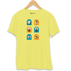 Daily Yoga Asana T-Shirt  New-Yellow-XXL