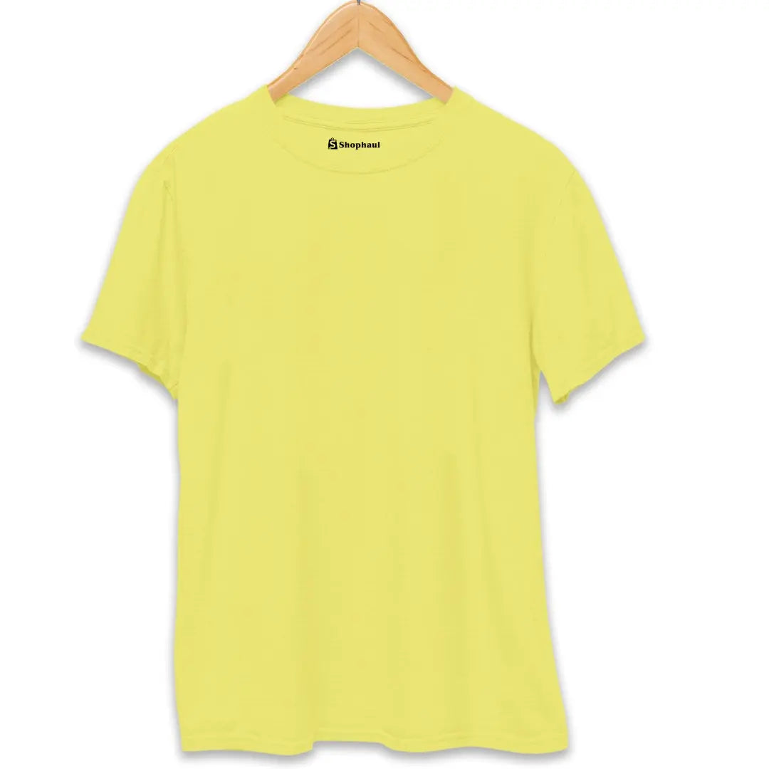 New Yellow Round Neck Plain T-shirt The Shophaul