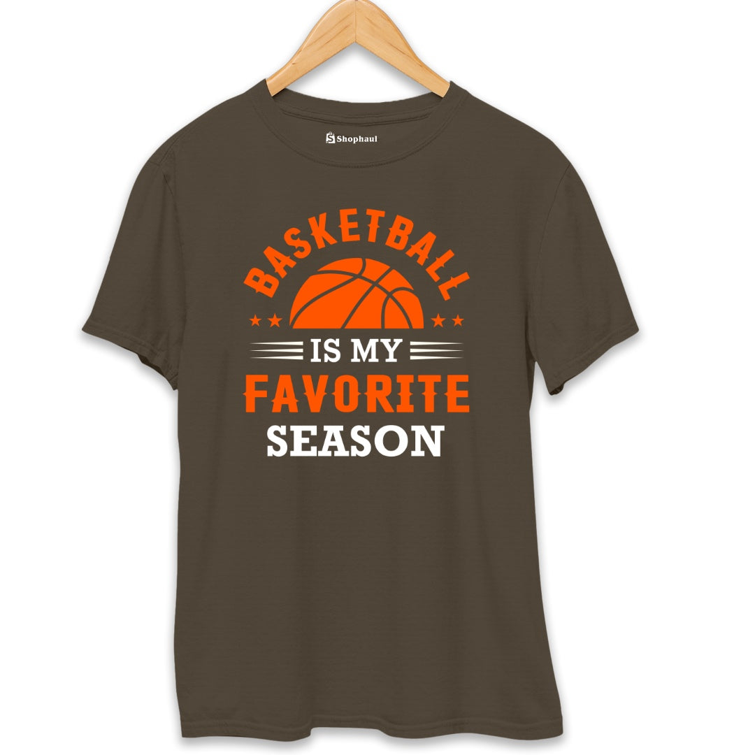 Basketball is my Favorite Season T-Shirt  Olive-Green-XXL