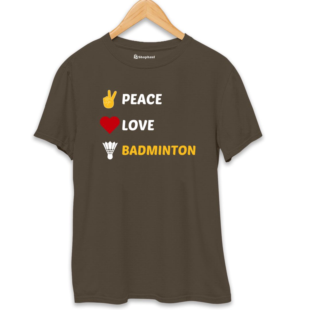 Peace Love Badminton T-Shirt  Olive-Green-XXL