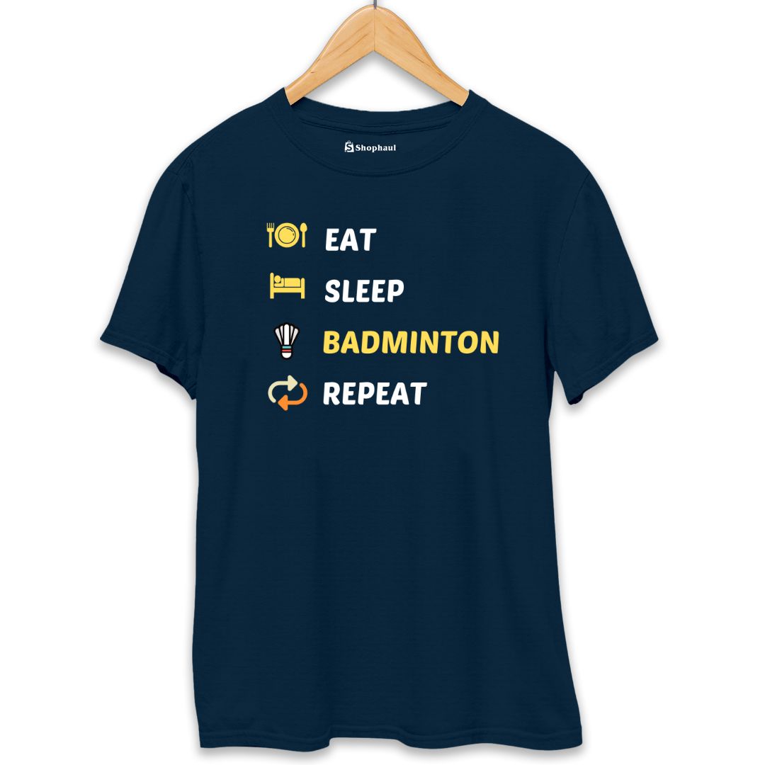 Eat Sleep Badminton T-Shirt  Petrol-Blue-XXL