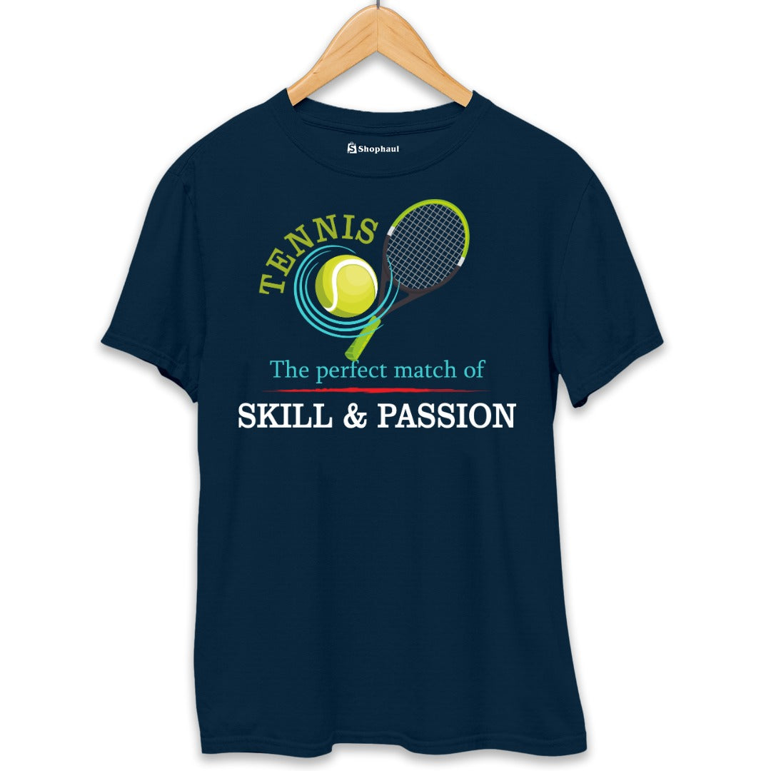 Tennis is perfect Match of Skill Passion T-Shirt  Petrol-Blue-XXL