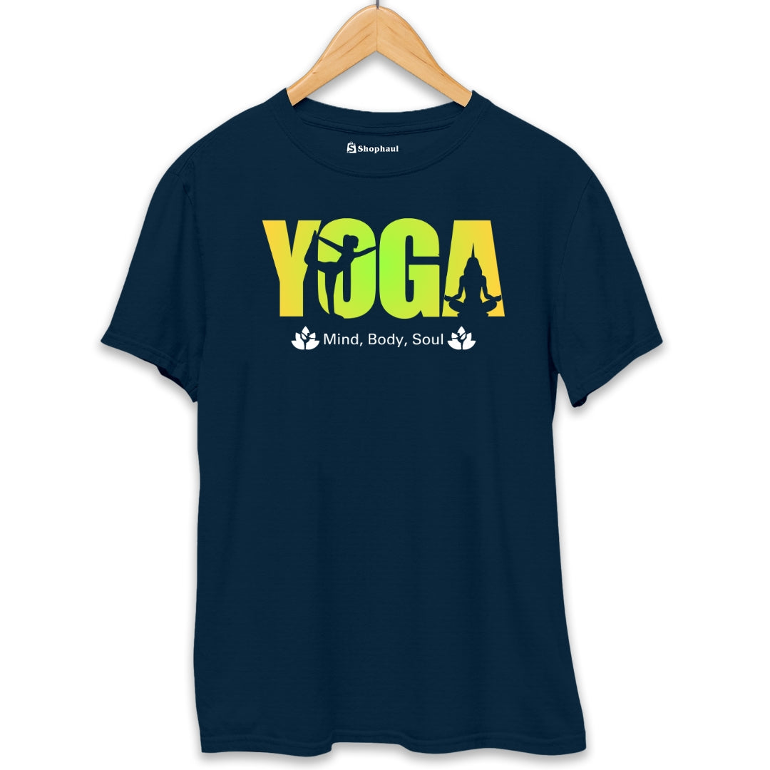 Mind Body Soul Yoga T-Shirt  Petrol-Blue-XXL