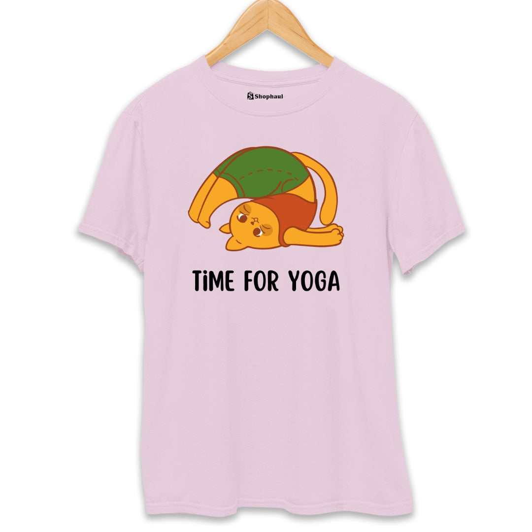 Time for Yoga Panda T-Shirt  Light-Baby-Pink-XXL