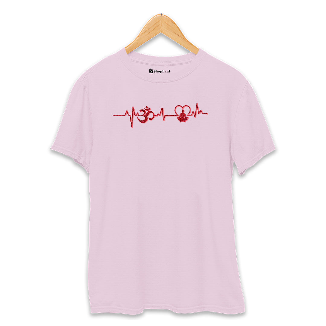 OM Heartbeat Yoga T-Shirt  Light-Baby-Pink-XXL