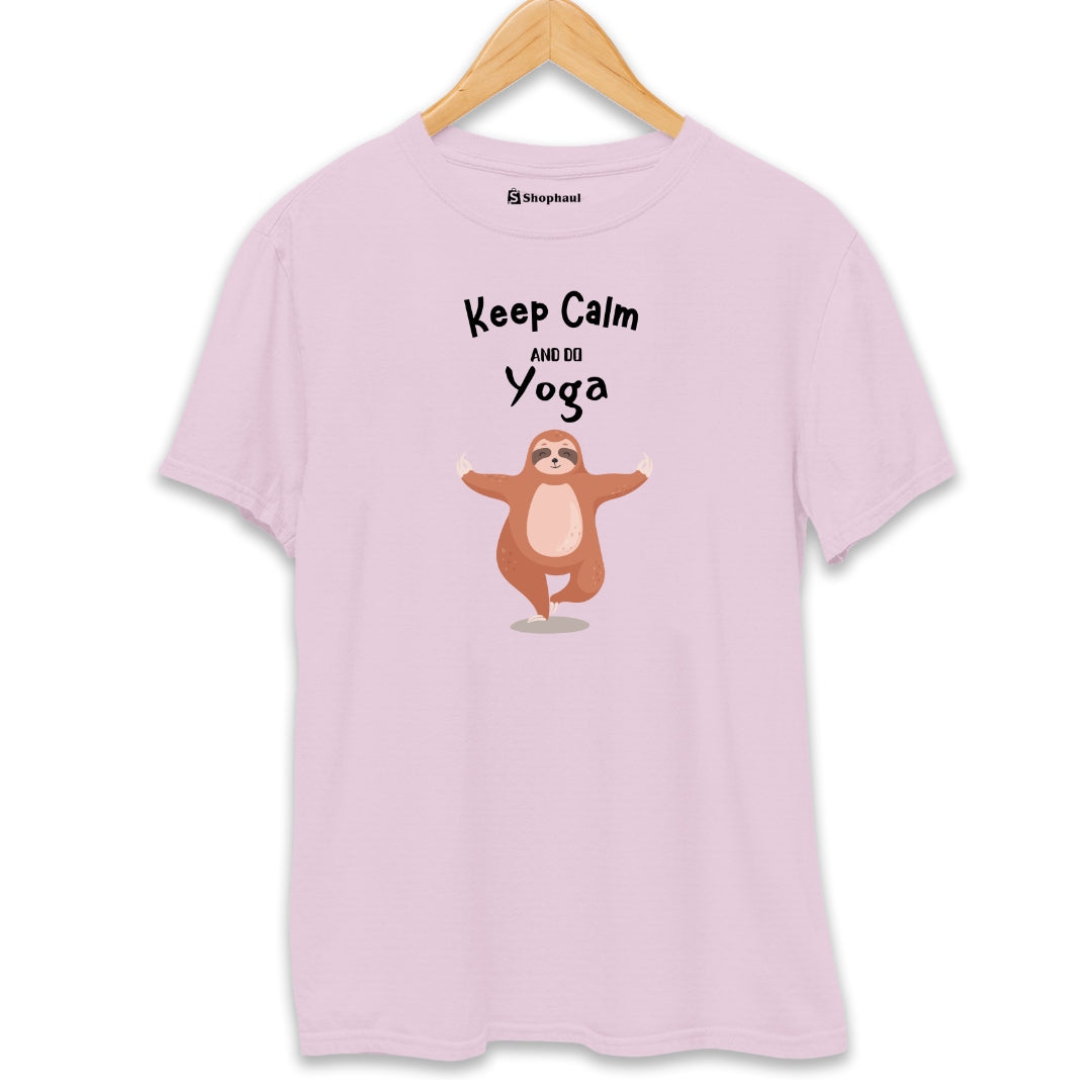 Keep Calm and Do YogaT-Shirt  Light-Baby-Pink-XXL