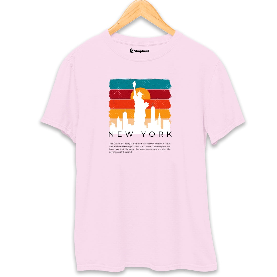 New York Travel T-Shirt  Light-Baby-Pink-XXL