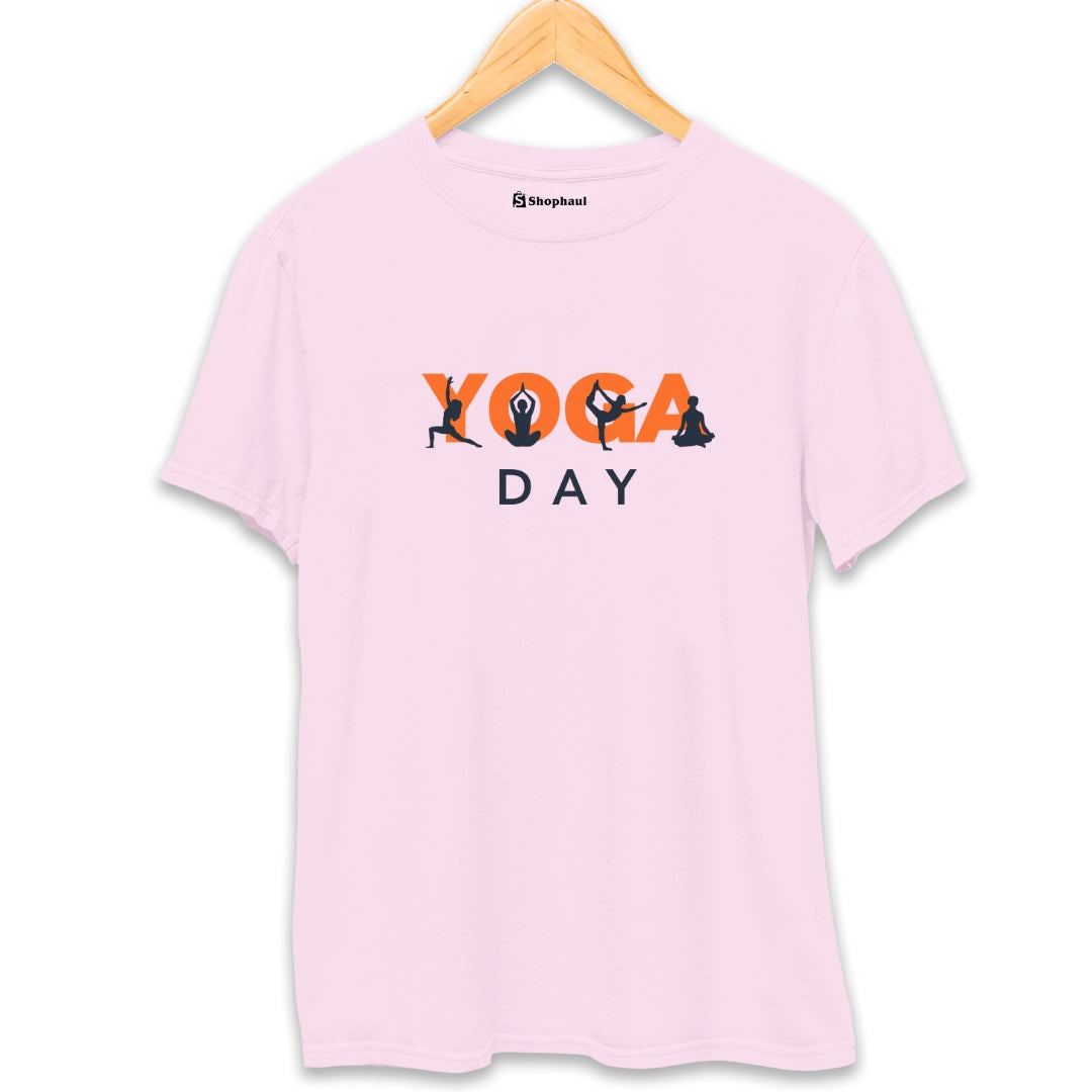 Yoga Day T-Shirt  Light-Baby-Pink-XXL