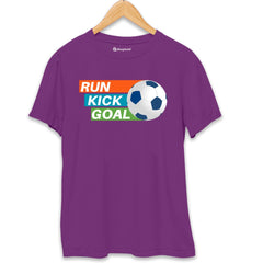 Run Kick Goal Football T-Shirt  Purple-XXL