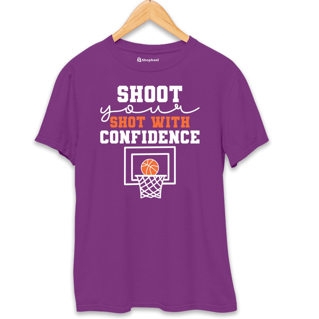 Shoot your Shot with Confidance Basketball T-Shirt  Purple-XXL