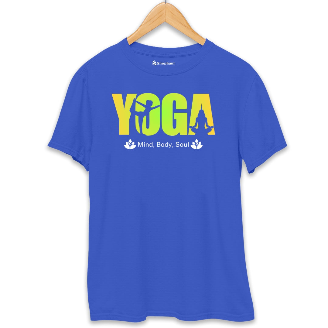 Mind Body Soul Yoga T-Shirt  Royal-Blue-XXL