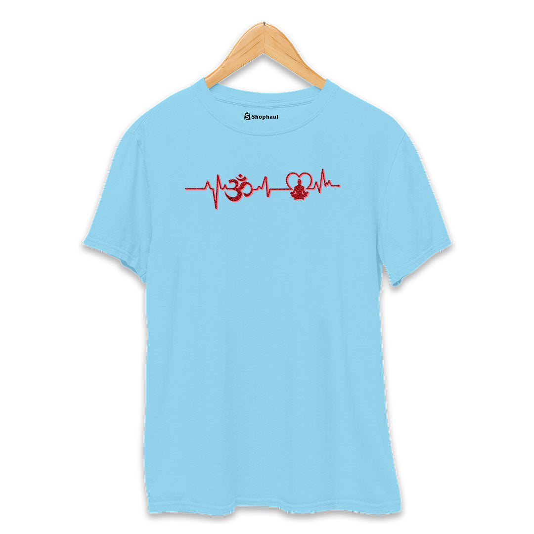 OM Heartbeat Yoga T-Shirt  SkyBlue-XXL