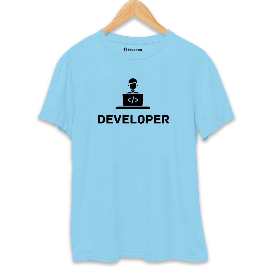 Developer Coding T-Shirt  SkyBlue-XXL