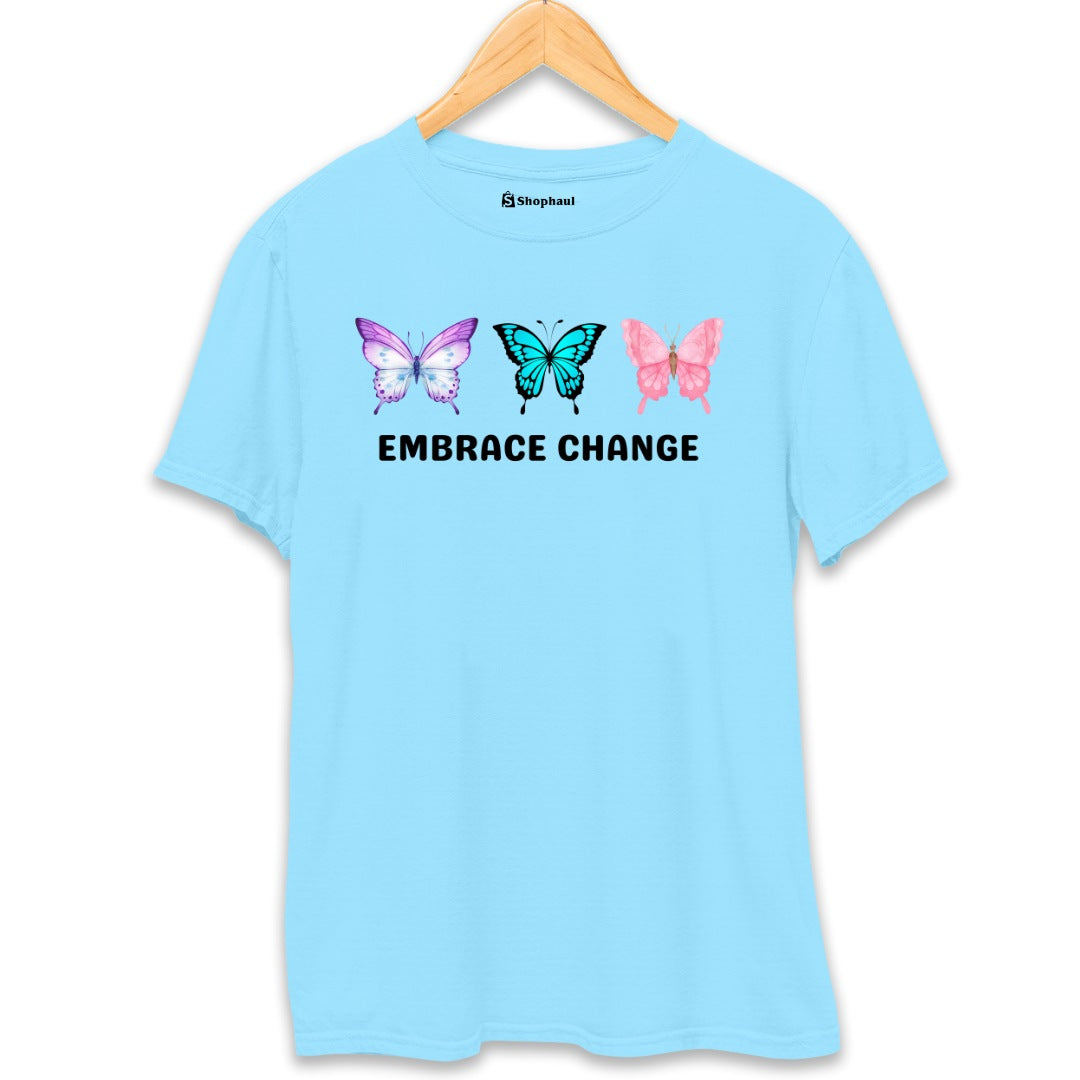 Embrace Change Butterfly T-Shirt  SkyBlue-XXL