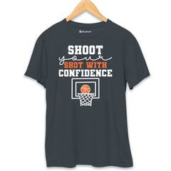 Shoot your Shot with Confidance Basketball T-Shirt  Steel-Grey-XXL