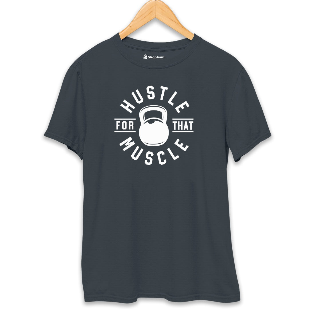 Hustle for that Muscle Gym T-Shirt  Steel-Grey-XXL