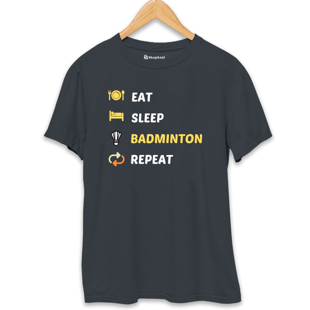 Eat Sleep Badminton T-Shirt  Steel-Grey-XXL